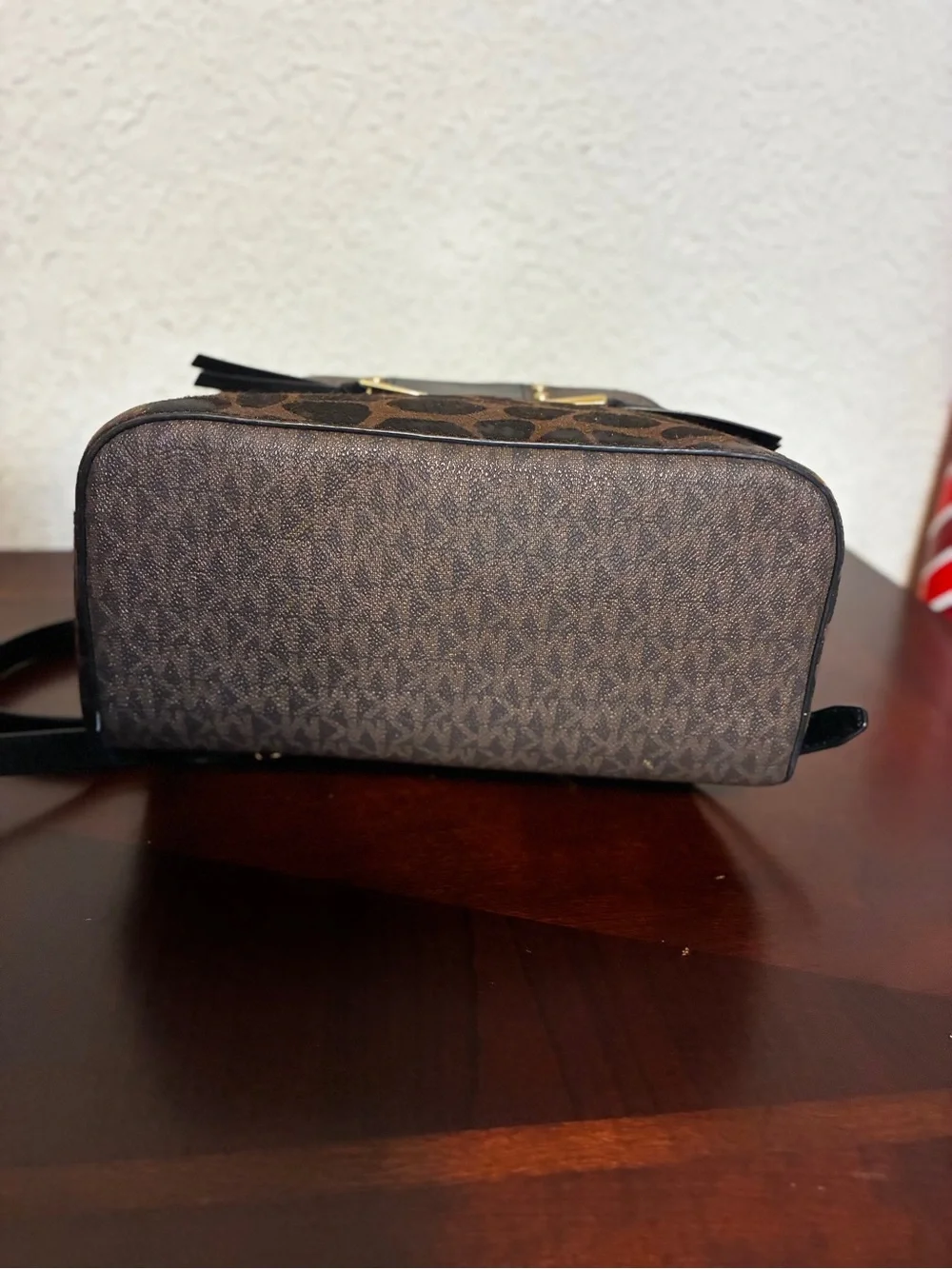 Michael Kors Brown, Black and Genuine Cowhide, Patterned Backpack